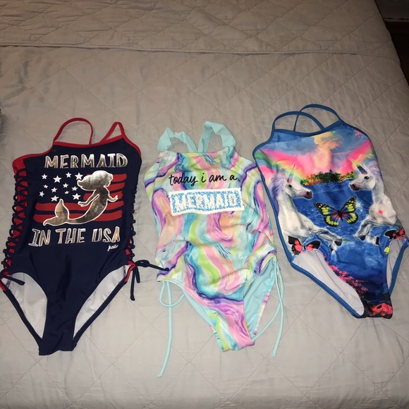 Justice Other - Justice one piece swimsuits lot of 3 s8